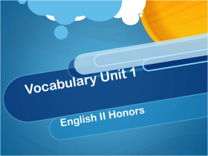Vocabulary Unit 1 - Excelling in English With Ms. Stinson
