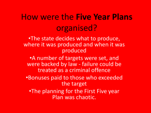 How were the Five Year Plans organised?