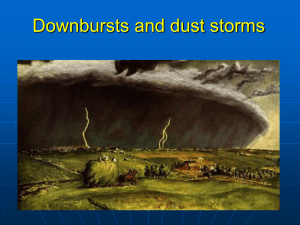 Downbursts and dust storms