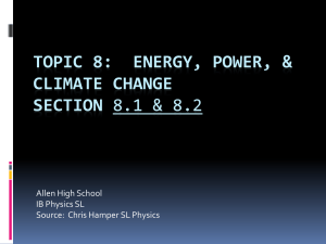 Topic 8: Energy, Power, & climate change