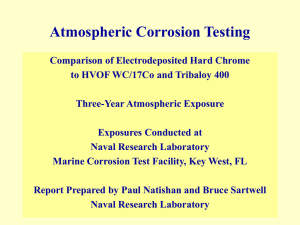 Review of three-year atmospheric corrosion testing