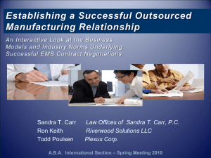Establishing a Successful Outsourced Manufacturing Relationship