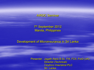 Development of Microinsurance in Sri Lanka