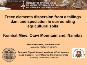 Trace elements dispersion from a tailings dam and speciation in