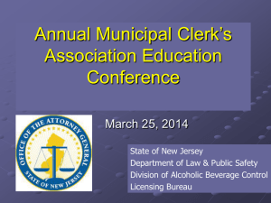 Retail Licensing - The Municipal Clerks` Association of New Jersey