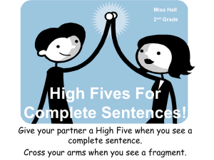 High Fives For Complete Sentences!