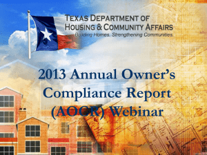 2013 Annual Owner`s Compliance Report Webinar