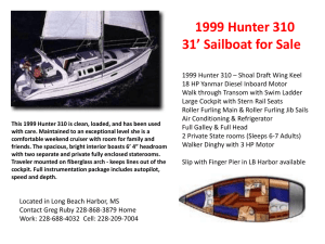 1999 Hunter 310 31` Sailboat for Sale