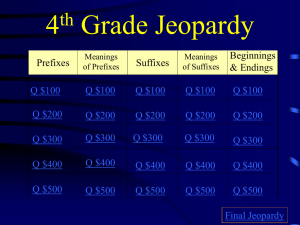 4th Prefix Suffix Jeopardy