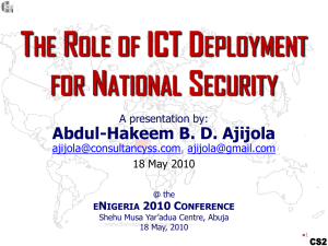 The Role of ICT Deployment for National Security by Hakeem Ajijola
