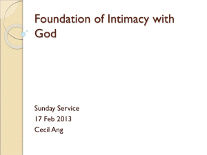 Foundation for Intimacy with God