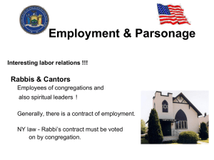 Employment & Parsonage