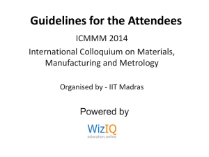 Guidelines for the Attendees