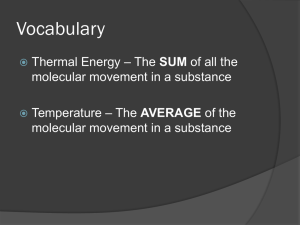 II. Thermal Energy