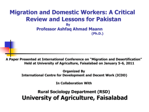 Migration and Domestic Workers - University of Agriculture Faisalabad