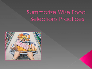 Summarize Wise Food Selections Practices.