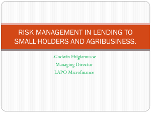 Risk management in lending to smallholders and the