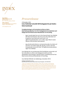 Pressrelease Index Lisa Sabelsjö 19dec2014