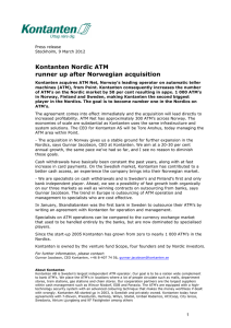 Kontanten Nordic ATM runner up after Norwegian acquisition