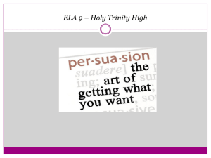 ELA 9 – Persuasive Essay ppt with topic choices