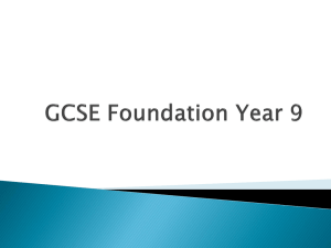GCSE Foundation Year 9 - Claremont High School