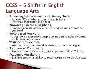 CCSS - 6 Shifts in English Language Artsx
