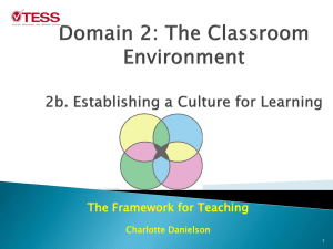 Domain 2: The Classroom Environment b. Establishing a Culture for