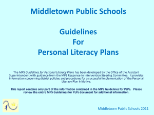 A Personal Literacy Plan - Middletown School District