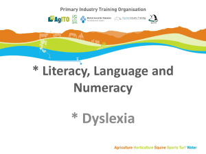 Literacy, Language & Numeracy and Dyslexia