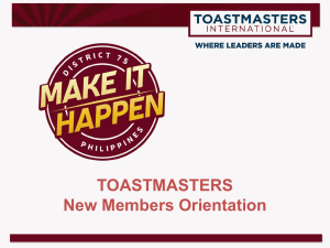New Members Orientation - Toastmasters District 75 Philippines