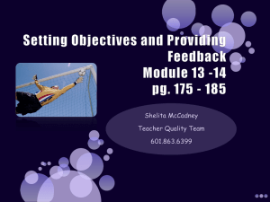 Setting Objectives and Providing Feedback Module 13