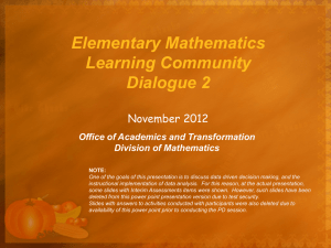 Elementary Mathematics Learning Community Dialogue 2