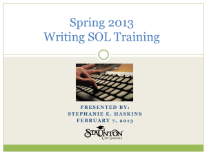 Spring 2013 Writing SOL Training