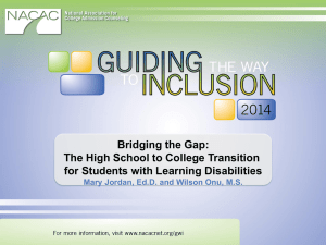 The High School to College Transition for Students with