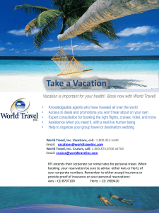 World Travel Agency Employee Discount for ALL RTI employees