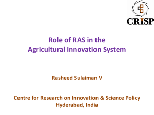 Role of RAS in Agricultural Innovation System