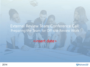 Use the External Review Team Workbook to record