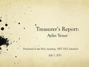 Treasurer*s Report
