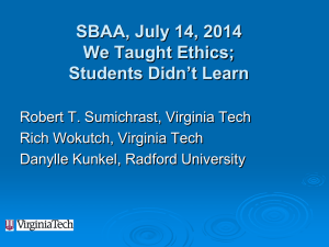 We Taught Ethics - Southern Business Administration Association
