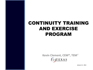 Continuity Training and Exercise Program