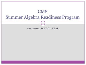 CMS Advanced Math Summer Courses