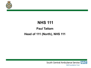 SCAS – NHS 111 - Bracknell and Ascot CCG