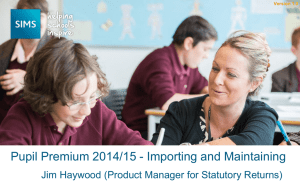 Pupil Premium 2014-15 - Import and Maintain