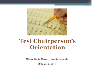 Test Chairpersons* Orientation - Assessment, Research, and Data