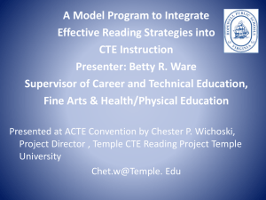 A Model Program to Integrate Effective Reading Strategies into CTE