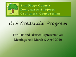 CTE Credential Program - San Diego County Office of Education