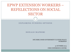 Maphiri EPWP extension workers - exploring funding options