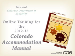 Training PowerPoint - Colorado Department of Education