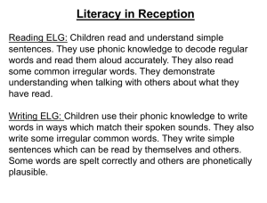 Literacy in Reception Reading ELG