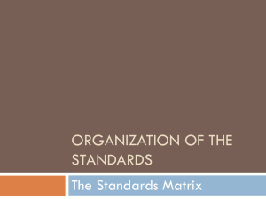 Introduction to the Organization of the New Standards